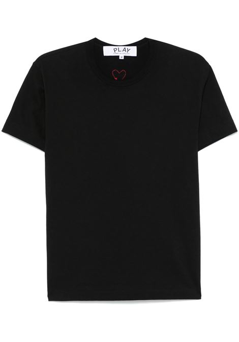 red emblem t-shirt unisex black COMME DES GARÇONS PLAY | AX-T340-0511